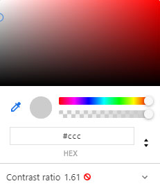DevTools output on lack of contrast