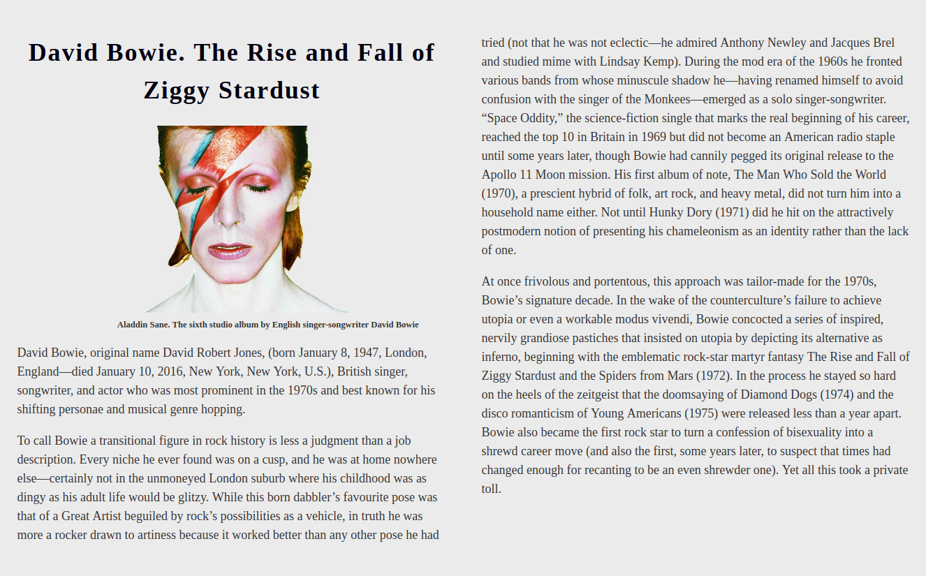 Exmaple of multicolumn CSS layout