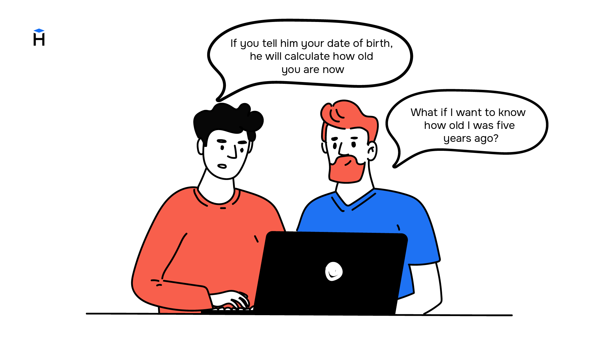 Two people sit and talk about a deterministic function